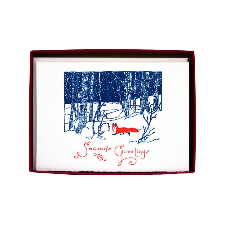 Saturn Press - Wholesale Season's Greetings Card - Snow Fox - Box