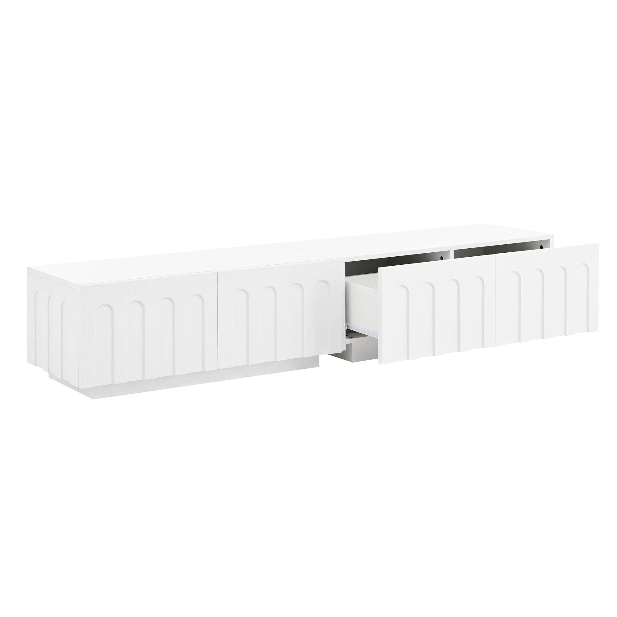 HOMYCASA DESIGN INC - Wholesale Console Table - ON-TREND Elegant TV Stand with Arched Design for TVs Up to 80', Modern Dual Purpose Coffee Table with 4 Drawers, Multi-Functional Organizer Cabinet with Storage for Living Room, Bedroom, White8