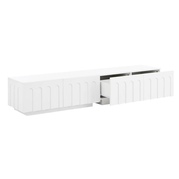 HOMYCASA DESIGN INC - Wholesale Console Table - ON-TREND Elegant TV Stand with Arched Design for TVs Up to 80', Modern Dual Purpose Coffee Table with 4 Drawers, Multi-Functional Organizer Cabinet with Storage for Living Room, Bedroom, White8