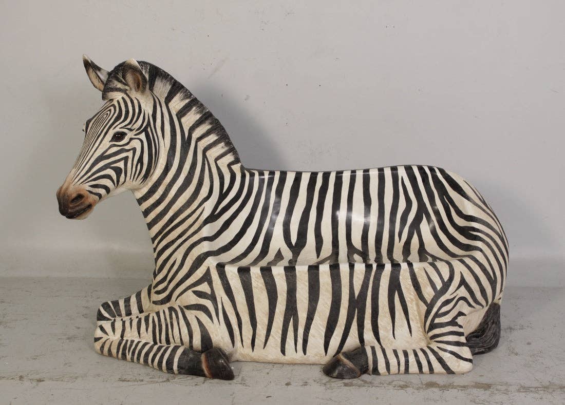 LM Treasures - Wholesale Decorative Tabletop Object - Zebra Bench Life Size Statue2