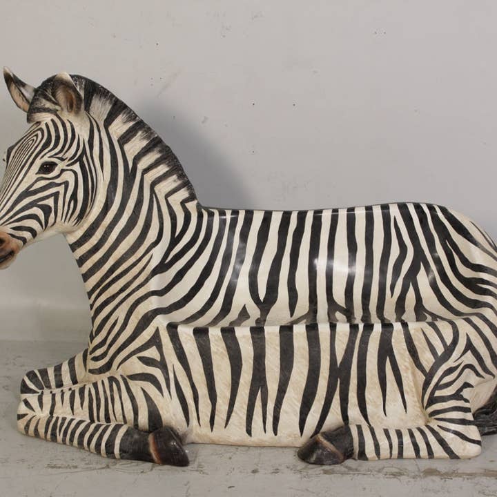 LM Treasures - Wholesale Decorative Tabletop Object - Zebra Bench Life Size Statue2