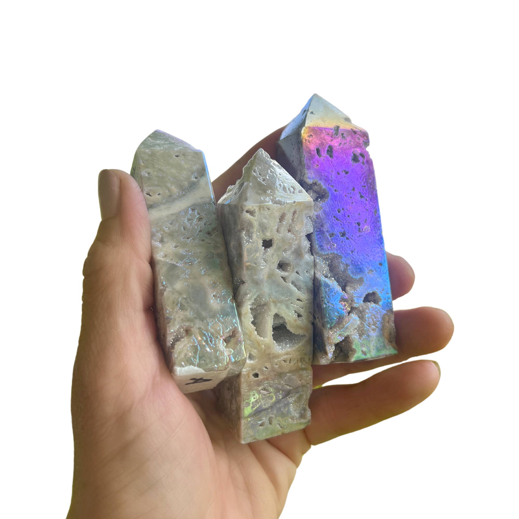 Sow the Magic - Wholesale Spiritual Stone/Crystal - Aura Sphalerite Druzy Quartz Crystal Point