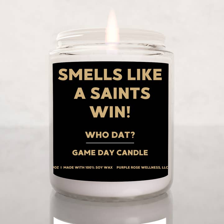 Purple Rose Wellness, LLC - Vente Bougie en bocal - Bougie de football des New Orleans Saints0
