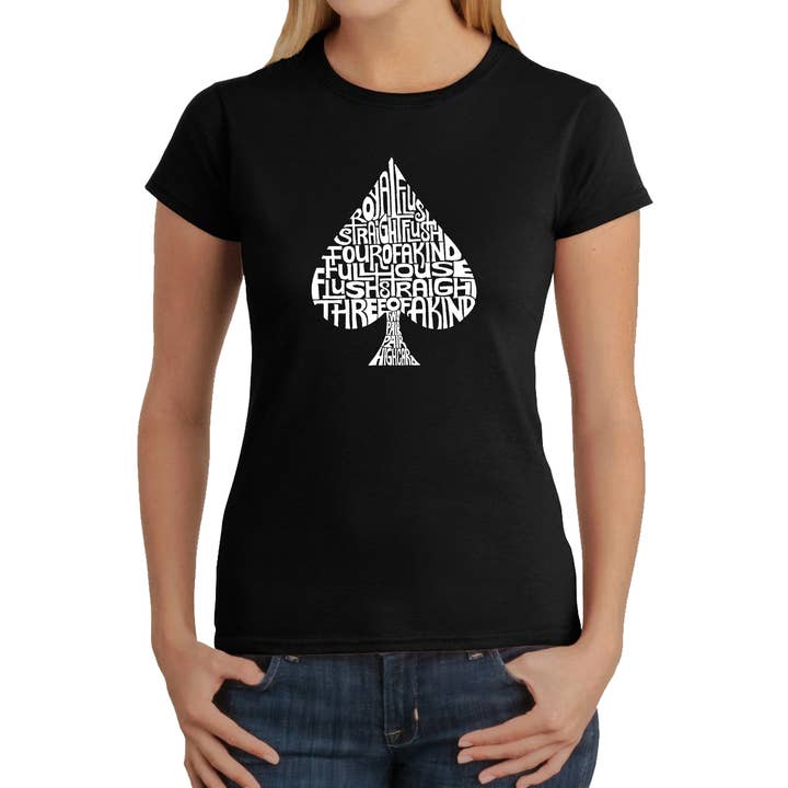 LA Pop Art Women's Word Art T-Shirt -WINNING POKER HANDS for wholesale by LA Pop Art