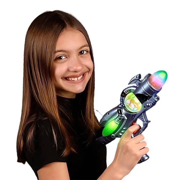 Blinkee.com, LLC - Wholesale Light-Up Toy - Kids & Baby - Light Up Musical Spinning Space Blaster Laser Gun