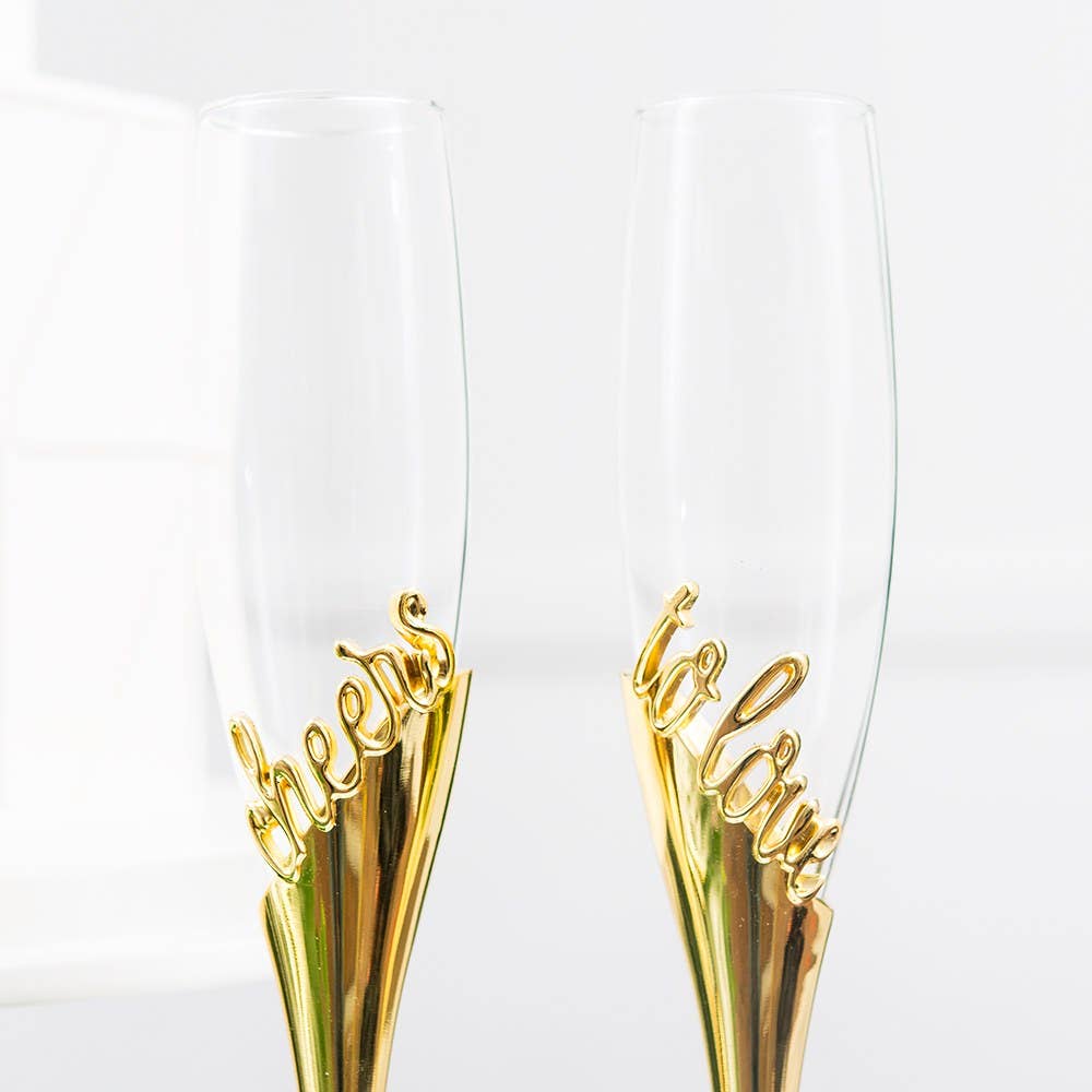 Weddingstar Inc. - Wholesale Champagne Flute - Gold Champagne Glasses - Cheers To Love1