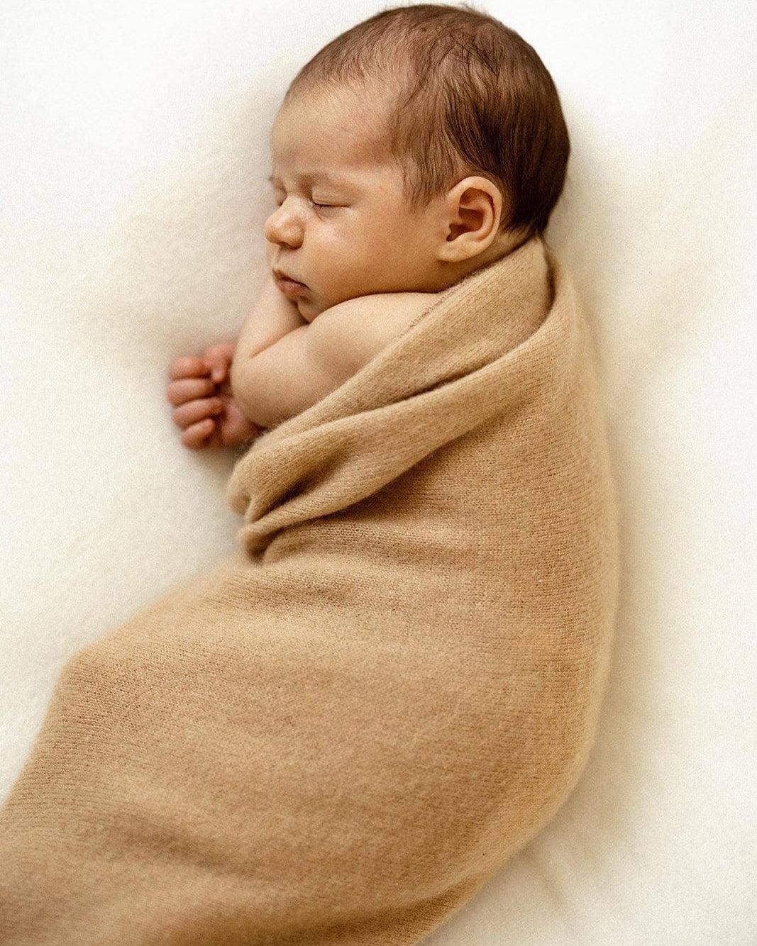Heirloom Cashmere - Wholesale Bedding Blanket - Kids & Baby - Cashmere Plain Knit Baby Blanket - Cinnamon3