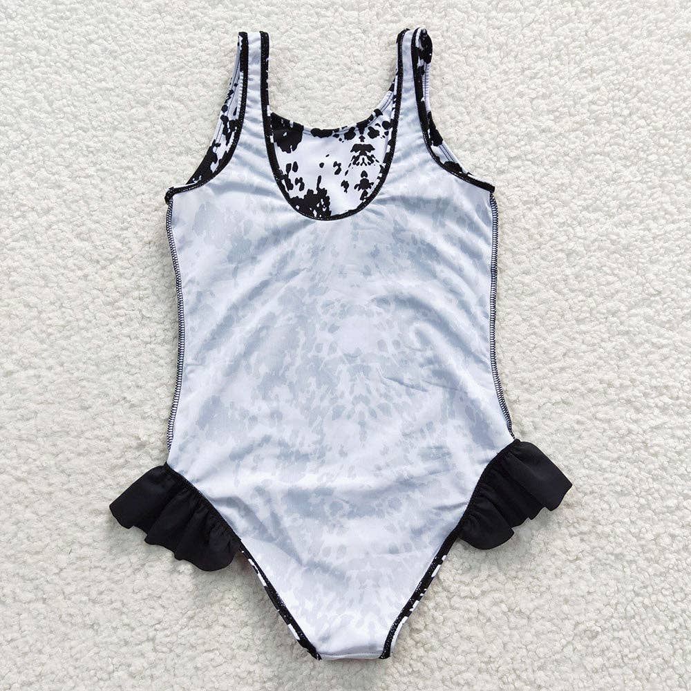 Aier Wholesale - Wholesale One Piece Swimsuit - Kids - Baby Girls Summer Cow Print One Piece Swimsuits2
