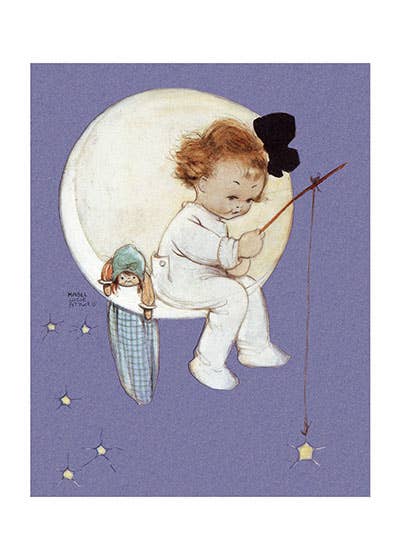 Laughing Elephant - Vente Cartes bébé - Petite fille sur la lune - Carte pour bébé1