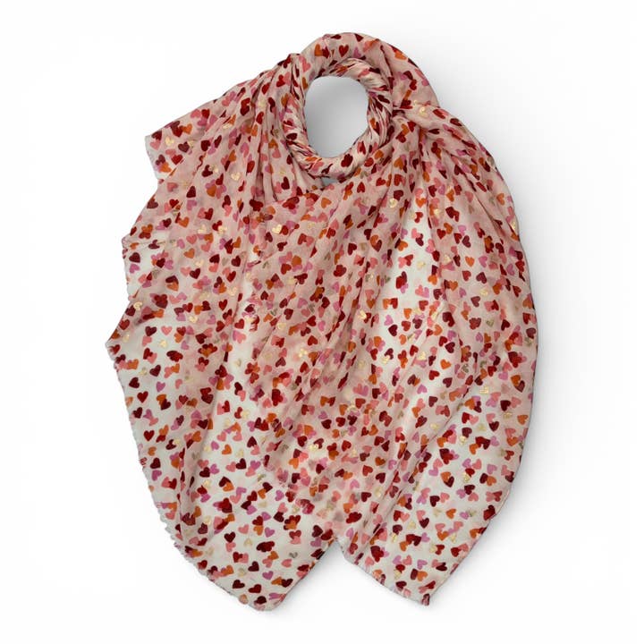 Heart Print Scarf with Gold Detail for wholesale by London Scarves