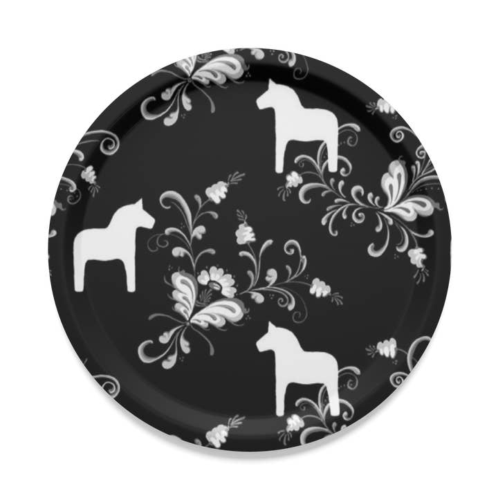 Kurbits Sort/Hvid Rund Bakke for engroshandel hos Arvidssons Textil