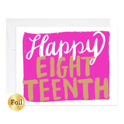 9th Letter Press - Wholesale Birthday Card - Happy Eighteenth - Birthday Card0