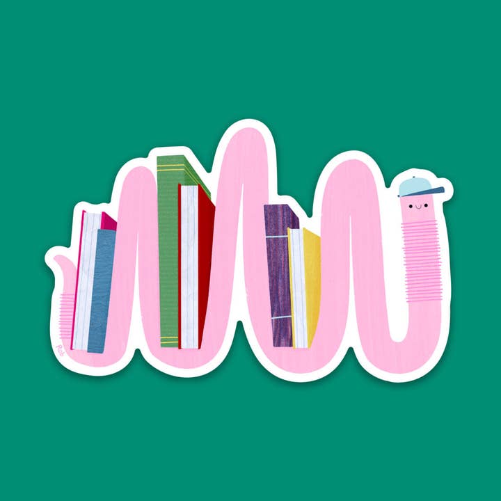 "Bookworm" Vinyl Die-cut Sticker for wholesale by Sincerely, Rob