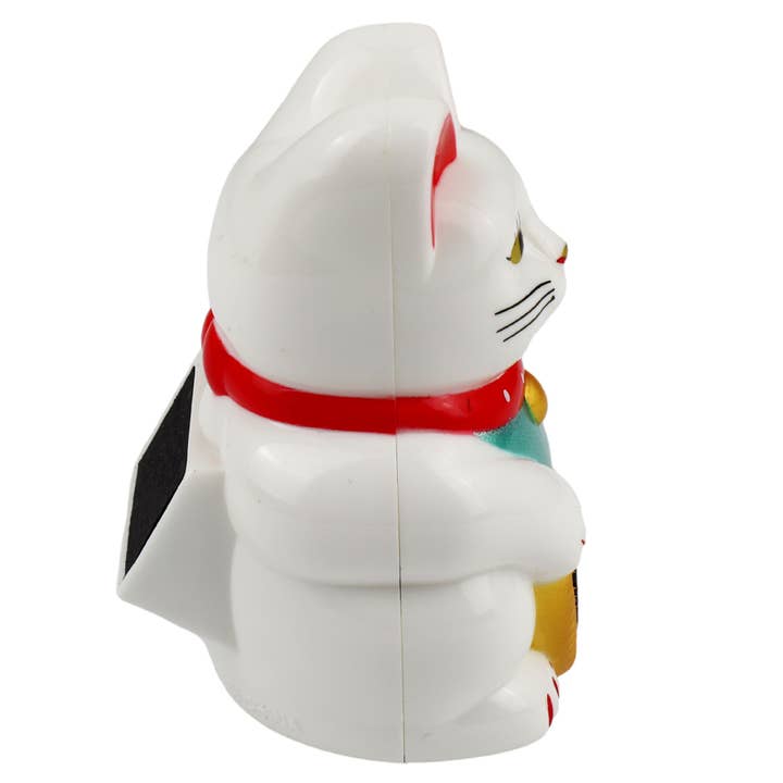 Tribal Trade GmbH - Vendita all'ingrosso Statuette decorative - Lucky cat mini Maneki-neko, gatto a onde bianche, solare, 5 cm3