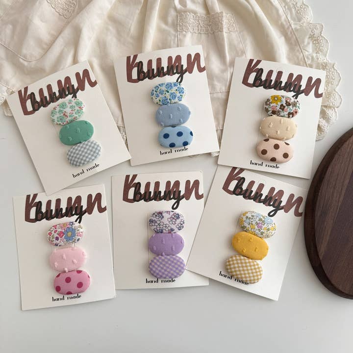 Floral Oval Fabric BB Clips for Kids_CWAHA08405 for wholesale by ACCITY