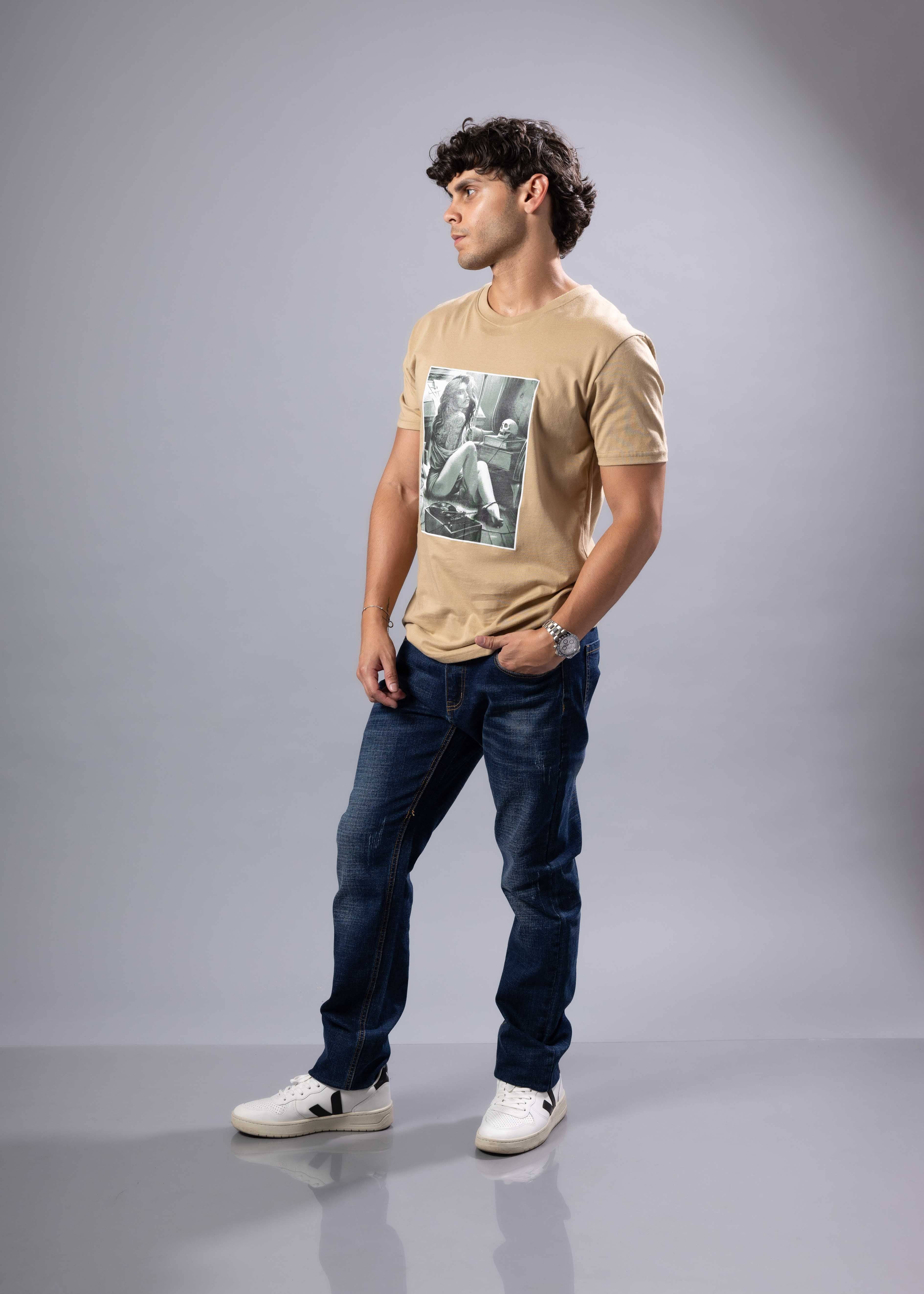 241116 - Khaki Tatto Girl T-Shirt for wholesale on Faire1