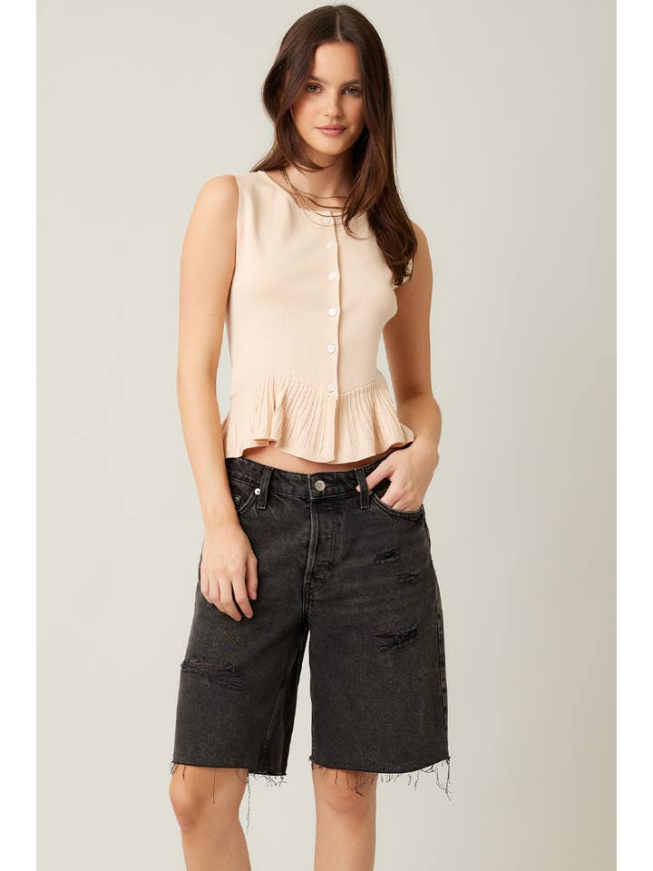 ILLA ILLA - Wholesale Cardigan - Women's - Everyday Comfort Knit Ruffle Hem Cardigan Sweater Tank23