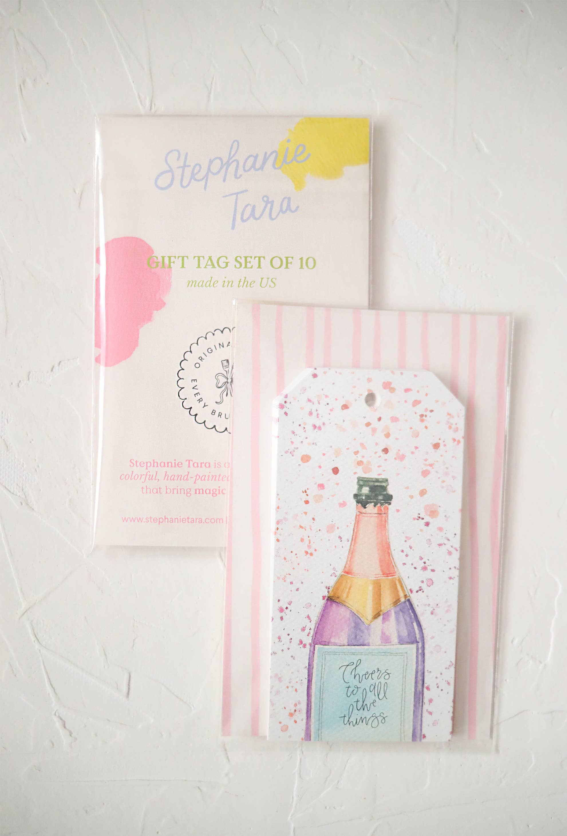 Stephanie Tara Stationery – wholesale Presentetikett – LÅNGA presentetiketter för presenter, champagneflaska