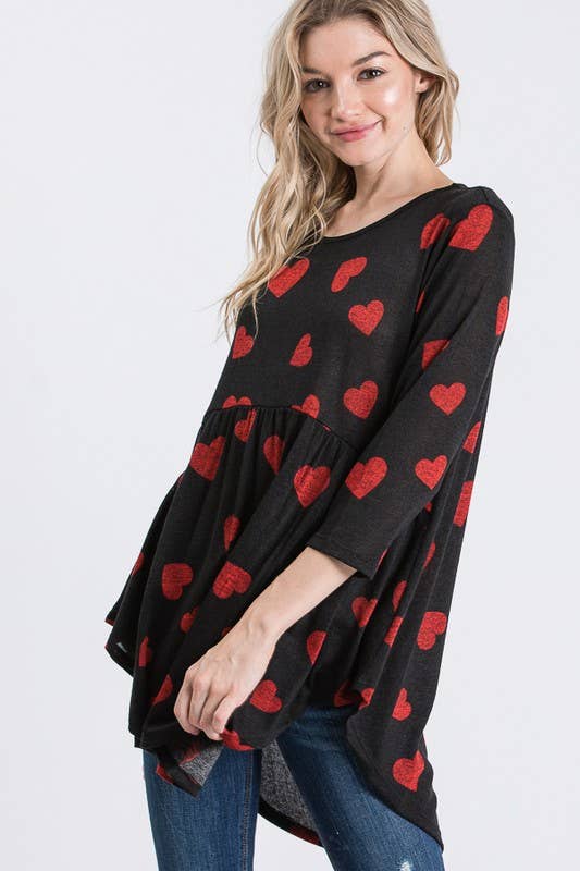 HEIMISH - Wholesale Tunic - Women's - ST1338-42 VALENTINE HEART BABYDOLL TOP1