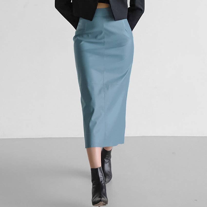 Marayn – wholesale Skirt – Women’s – 2025 NEW Vintage Faux Leather Slit Skirt AutumnWinter10