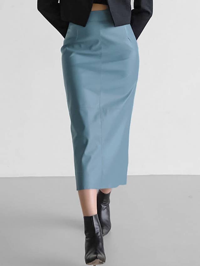 Marayn – wholesale Skirt – Women’s – 2025 NEW Vintage Faux Leather Slit Skirt AutumnWinter10