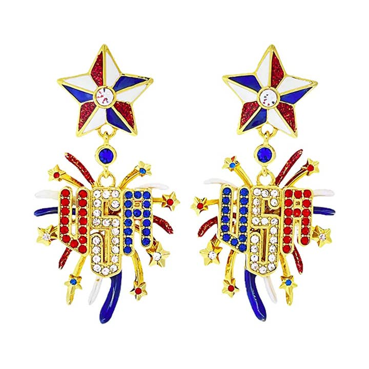 Patriotic Fireworks 4th of July Earrings by Ritzy Couture for wholesale by Ritzy Couture by Esme Hecht