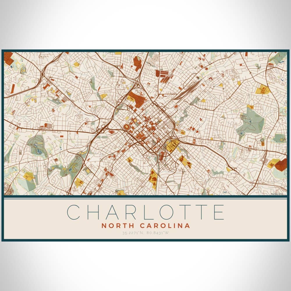 JACE.design - Wholesale Art Print - Charlotte NC Map Print Woodblock3