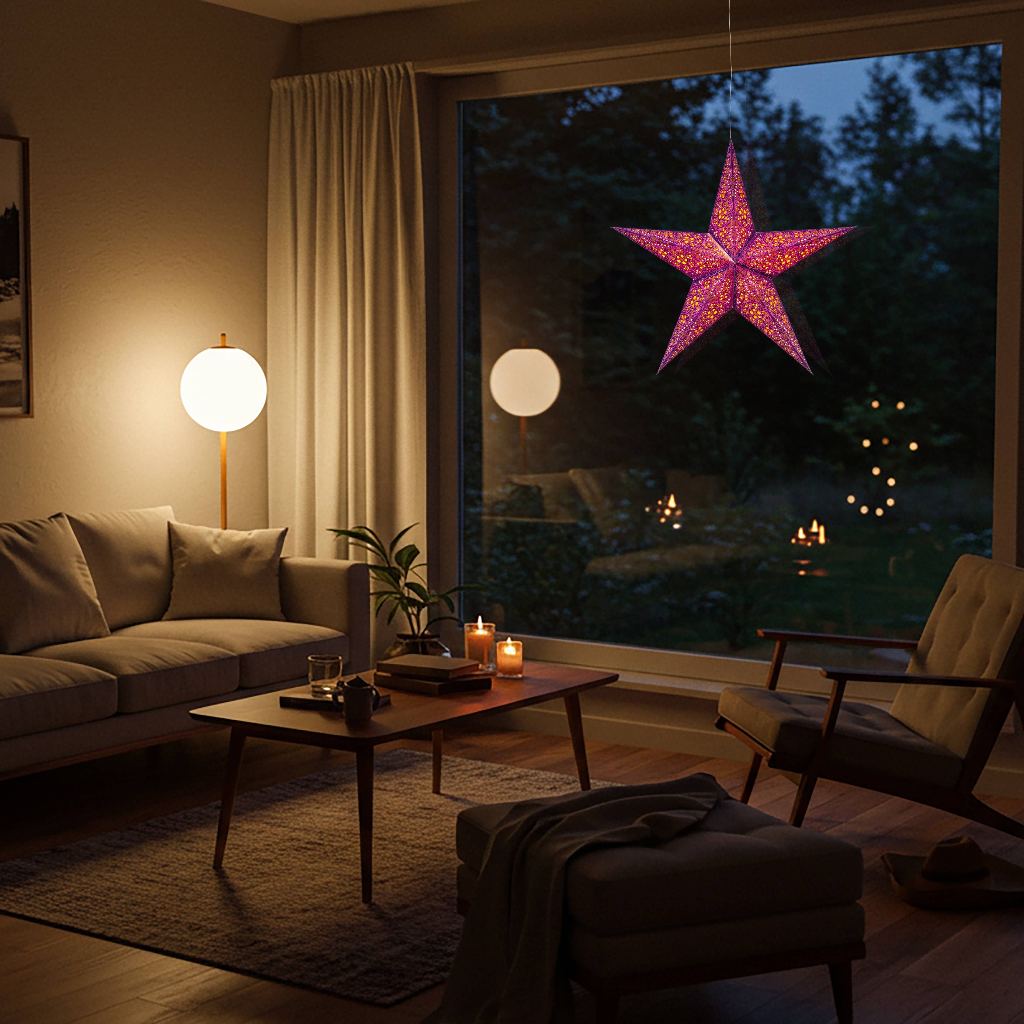 Artschatz LLC - Wholesale Paper Lantern/Lamp - Cathedral ~5 P, 24, purple/violet Paper Starlight Lantern1