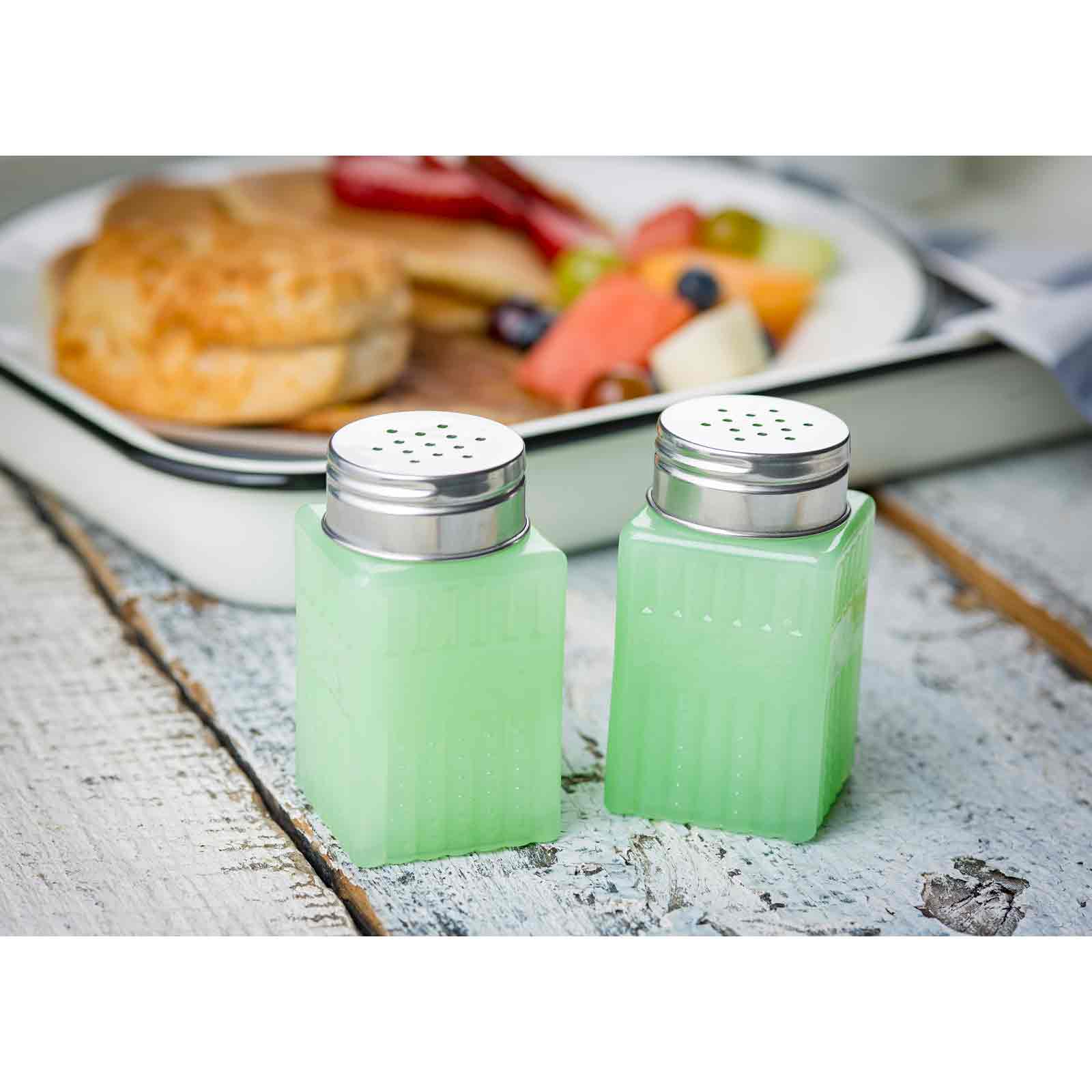 TableCraft Products Company - Wholesale Salt & Pepper Shaker Set - Jadeite Glass Collection 2 oz Salt & Pepper Shaker3