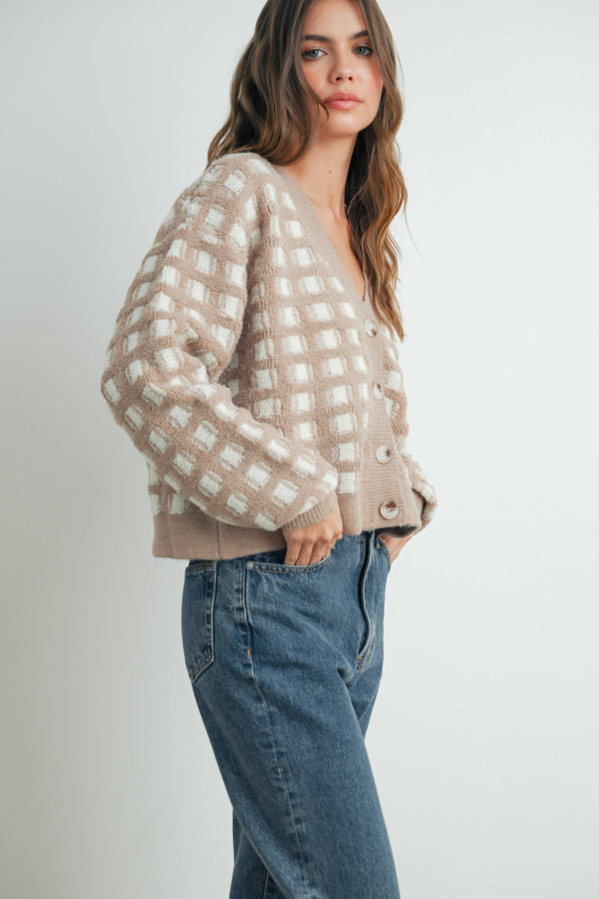 BUTTERMELON – Engroshandel Cardigan - Dame – Cropped V-hals Cardigan - BMC75191