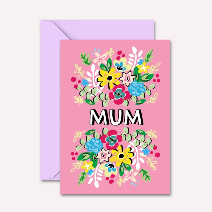 Cartão do Dia da Mãe | Cartão Floral para Mãe | Cartão de Cumprimentos A6 por atacado de Natalie Lea Owen – Handmade Jewellery & Greeting Cards