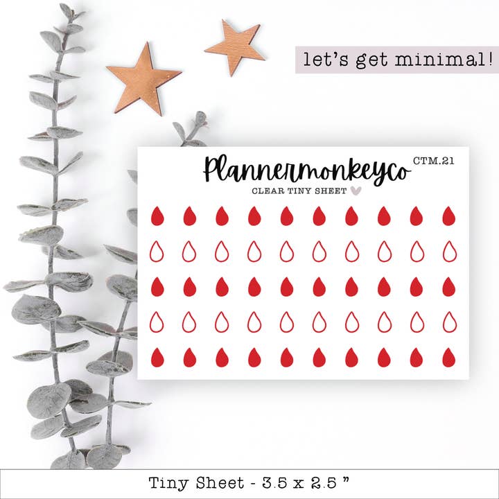 Periode Drop Stickers - Transparant Klein Vel voor wholesale door Plannermonkeyco