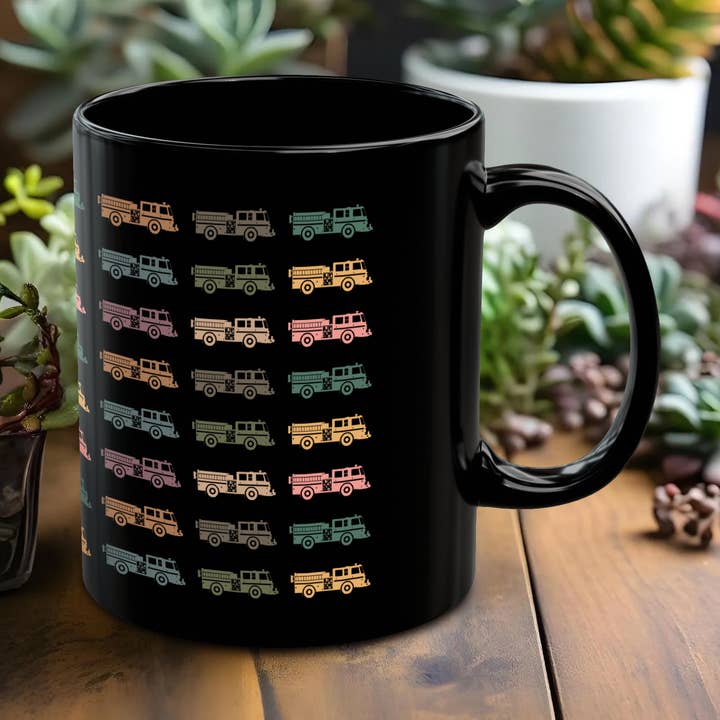 Retro Fire Truck Coffee Mug for Kids and Firefighter Fans for wholesale by Vivtrek