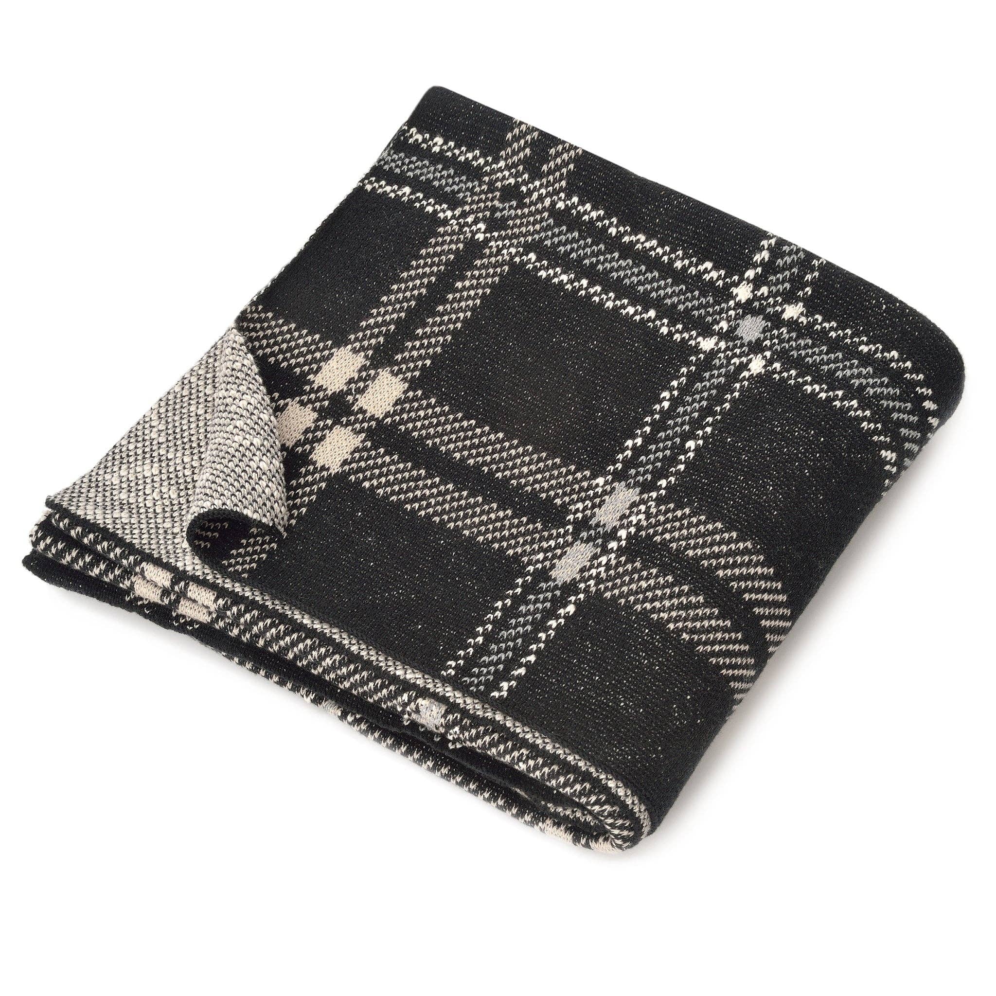 Merben International Inc. - Wholesale Throw Pillow Cover - Oliver Plaid Pillow - Black 22"x22"1