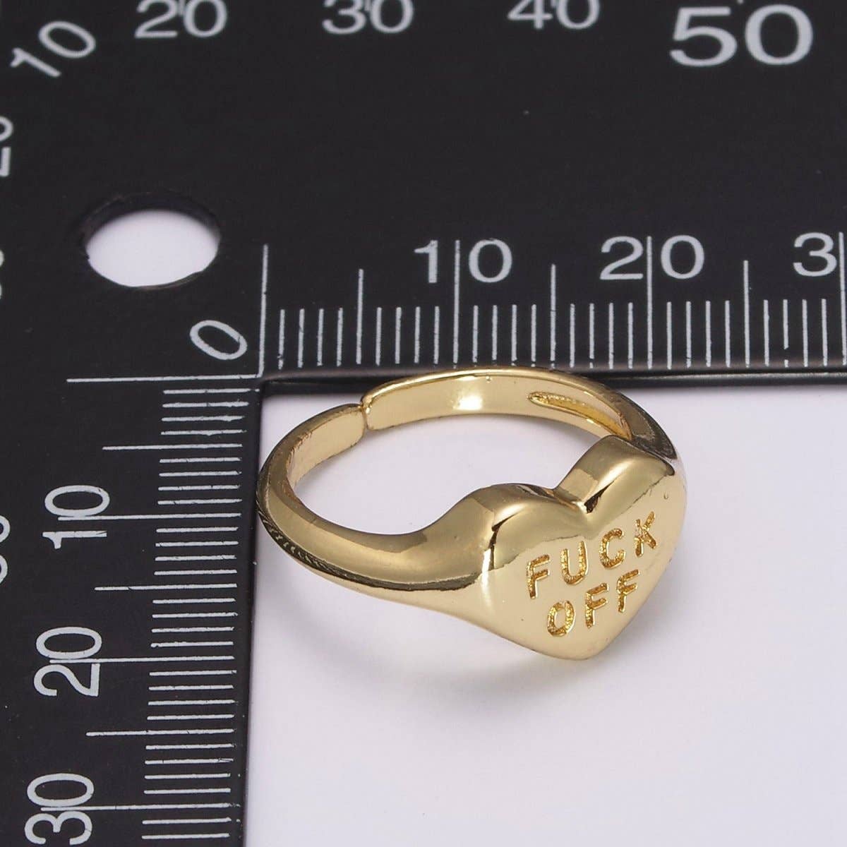 Aim Eternal - Wholesale Signet Ring - Gold Fuck Off Ring, Heart Shaped Signet, Fuckoff rings oval signet ring gold rings for women U-1324