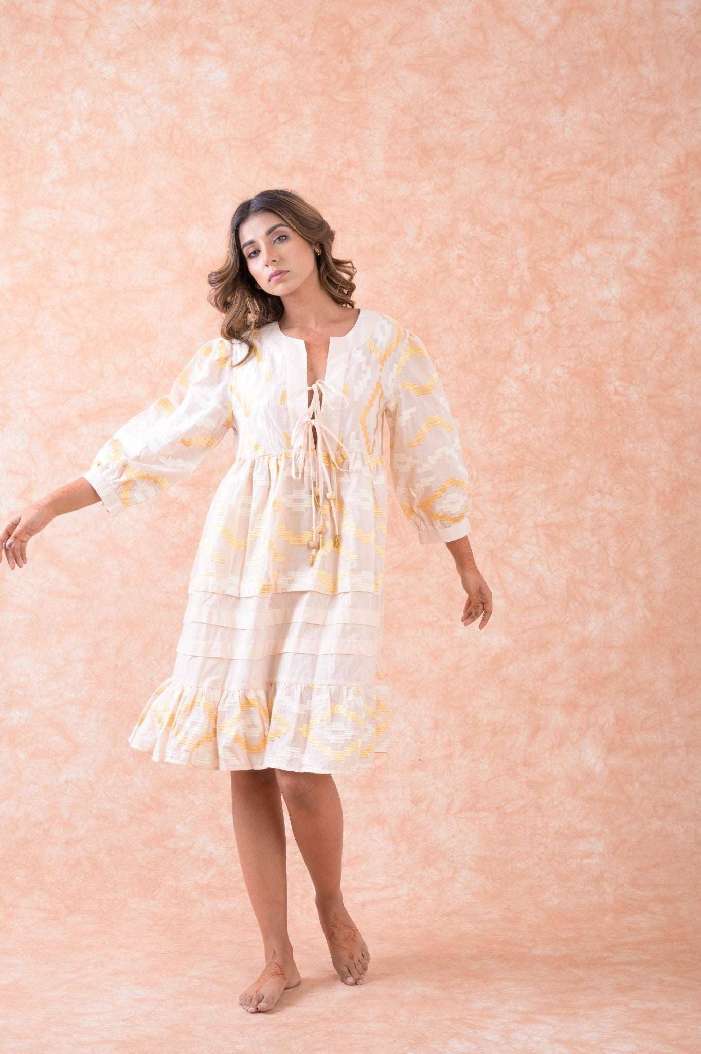 Rhea - Wholesale Dress - Women's - Rhea Art Tunic Top, Lightweight Cotton Ruffle Hem Design1