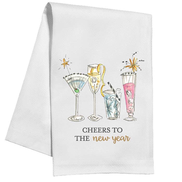 Cheers To The New Year Cocktail Assortment Kitchen Towel for wholesale by RosanneBeck Collections