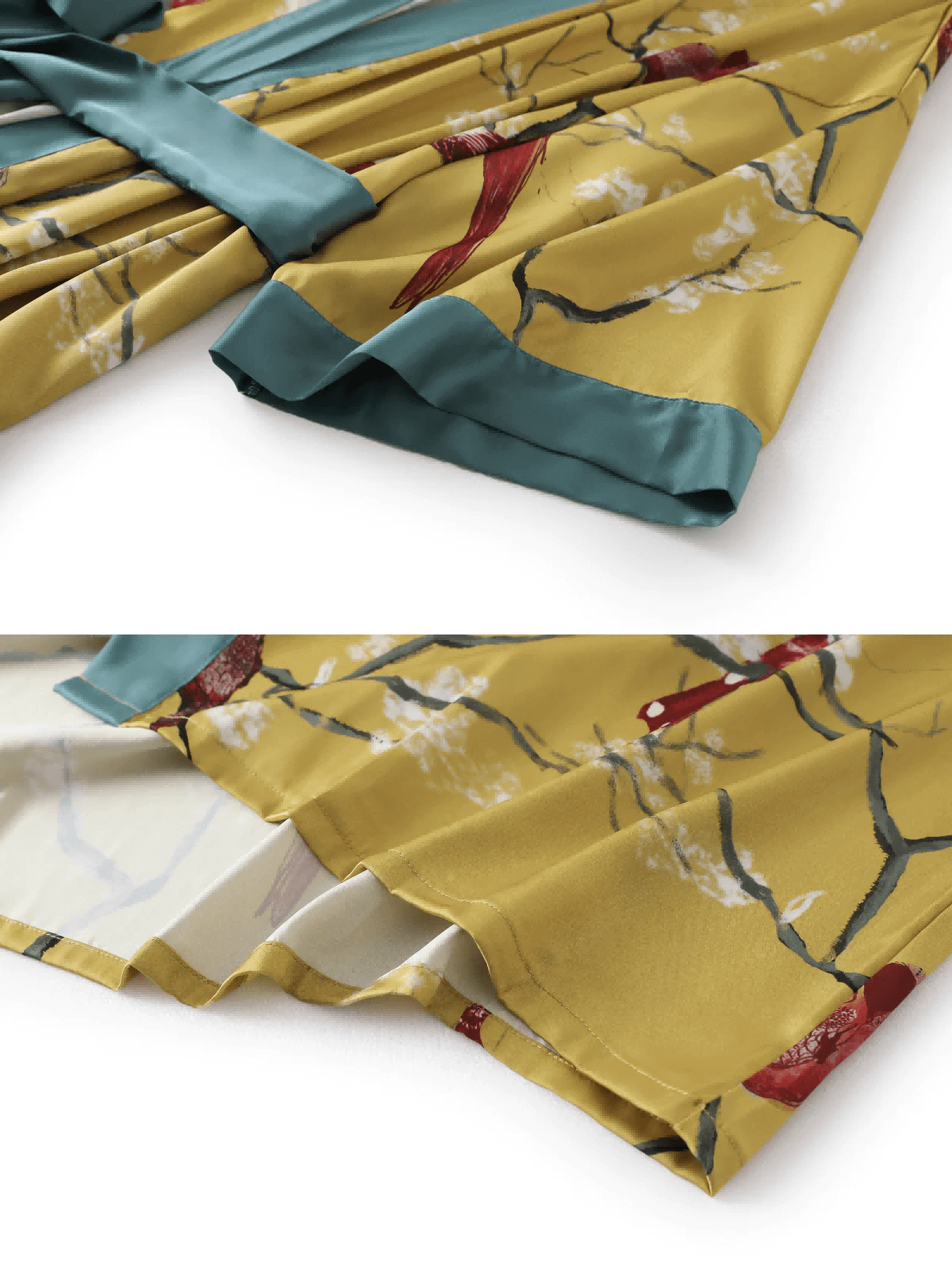 guld Kimono Morgonrock med Fåglar för wholesale på Faire10