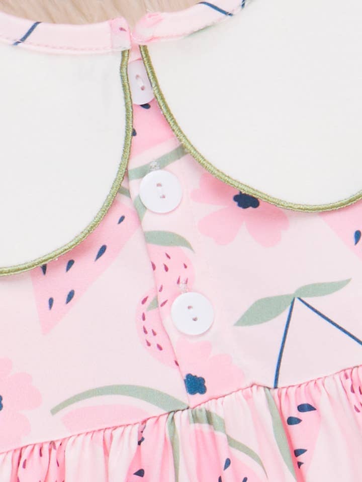 Marie Nicole Clothing - Wholesale Top & Short Set - Kids - Watermelon Pops Embroidered Ruffle Outfit