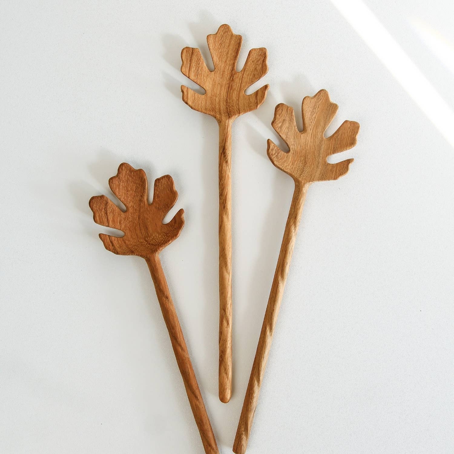 194 Craft House - Wholesale Serving Utensil - Hand Carved Leaf Shaped Wooden Spoon 10" - Serving Spoon4