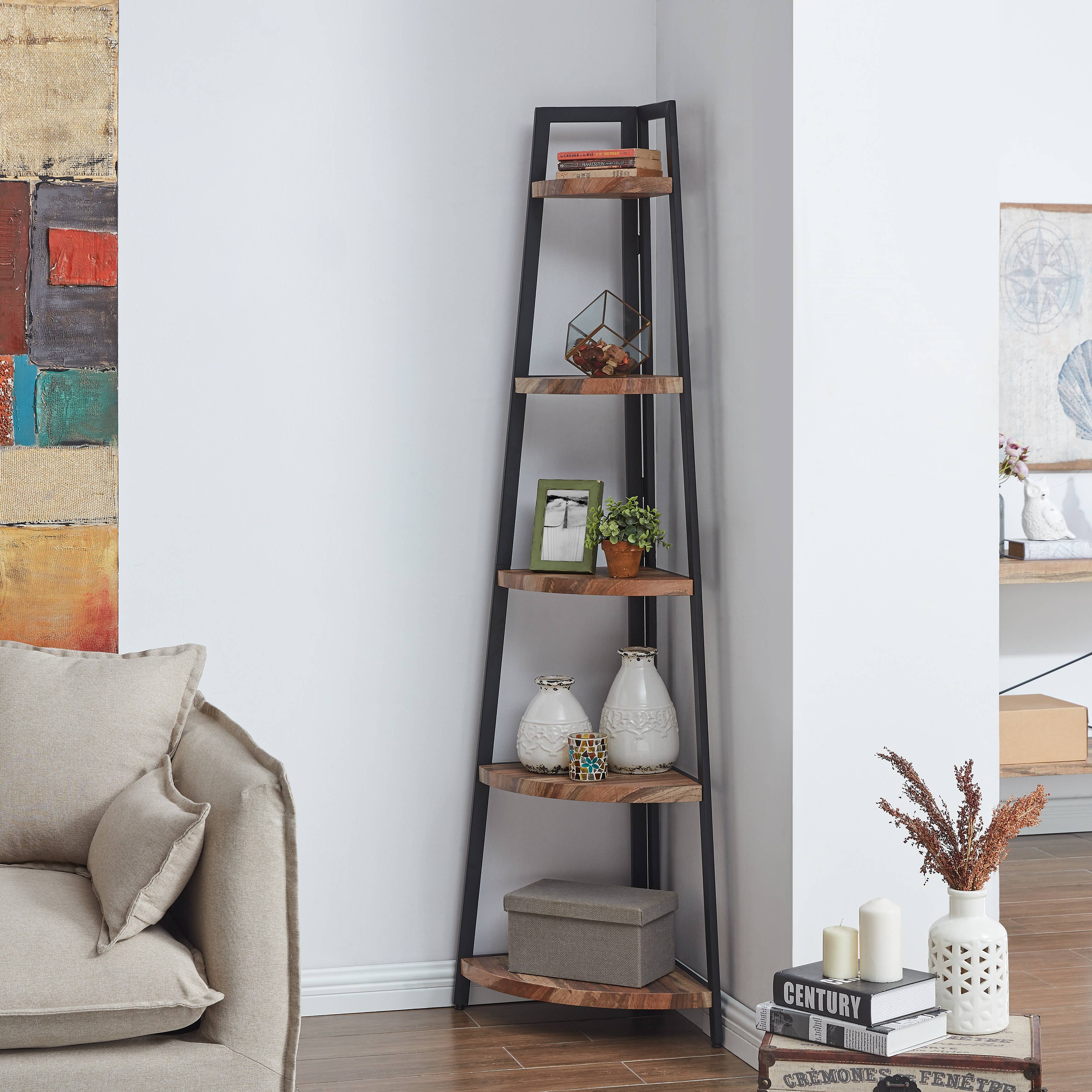 Danya B - Wholesale Free Standing Shelf - Free-Standing 5-Tier Pyramid Corner Shelf with Metal Frame12