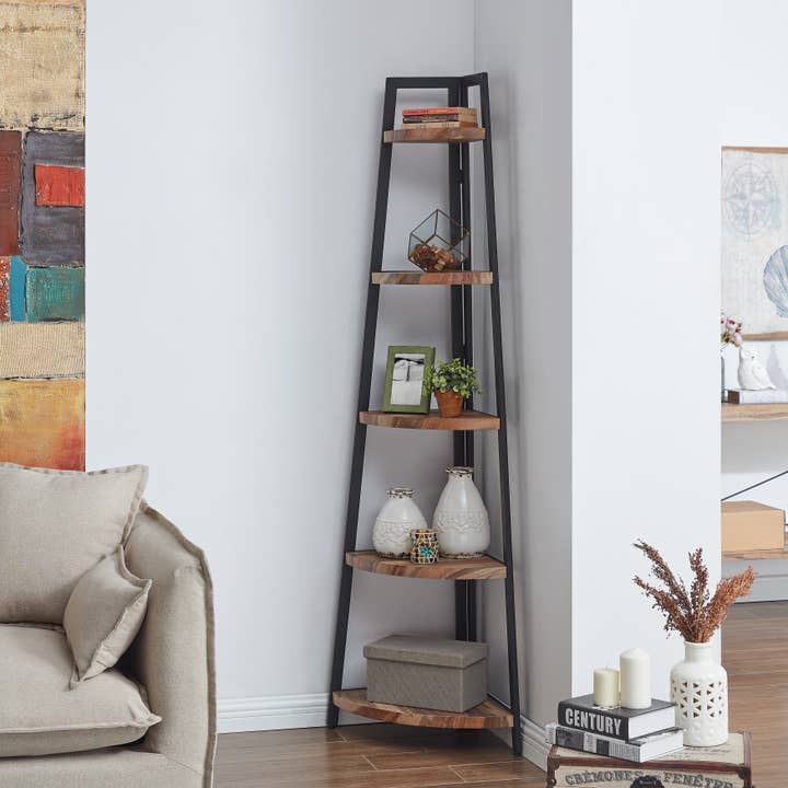 Danya B - Wholesale Free Standing Shelf - Free-Standing 5-Tier Pyramid Corner Shelf with Metal Frame12