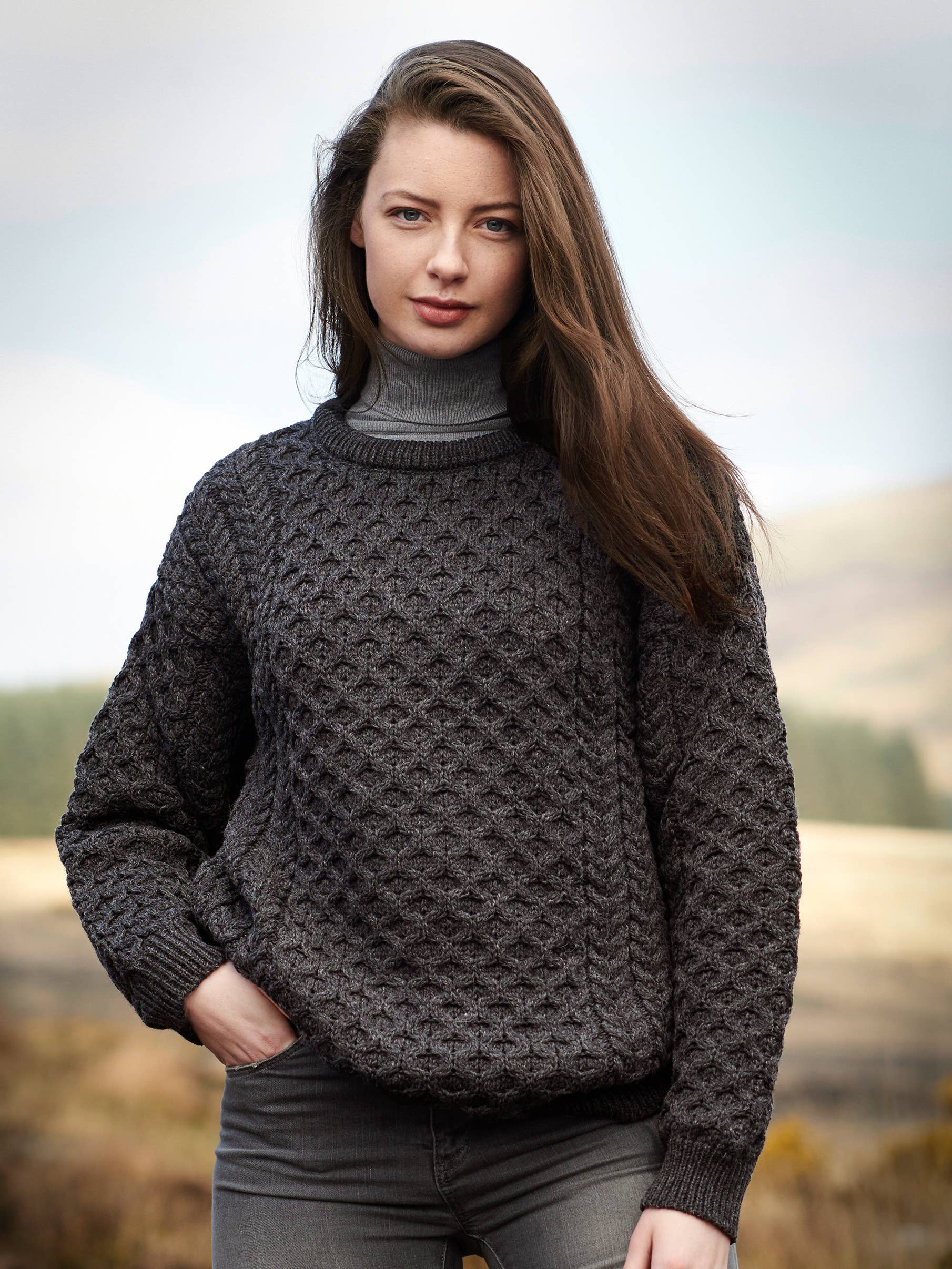 Aran Crafts – Engroshandel Pullover - Herre – Merino uld rundhalset sweater C19496