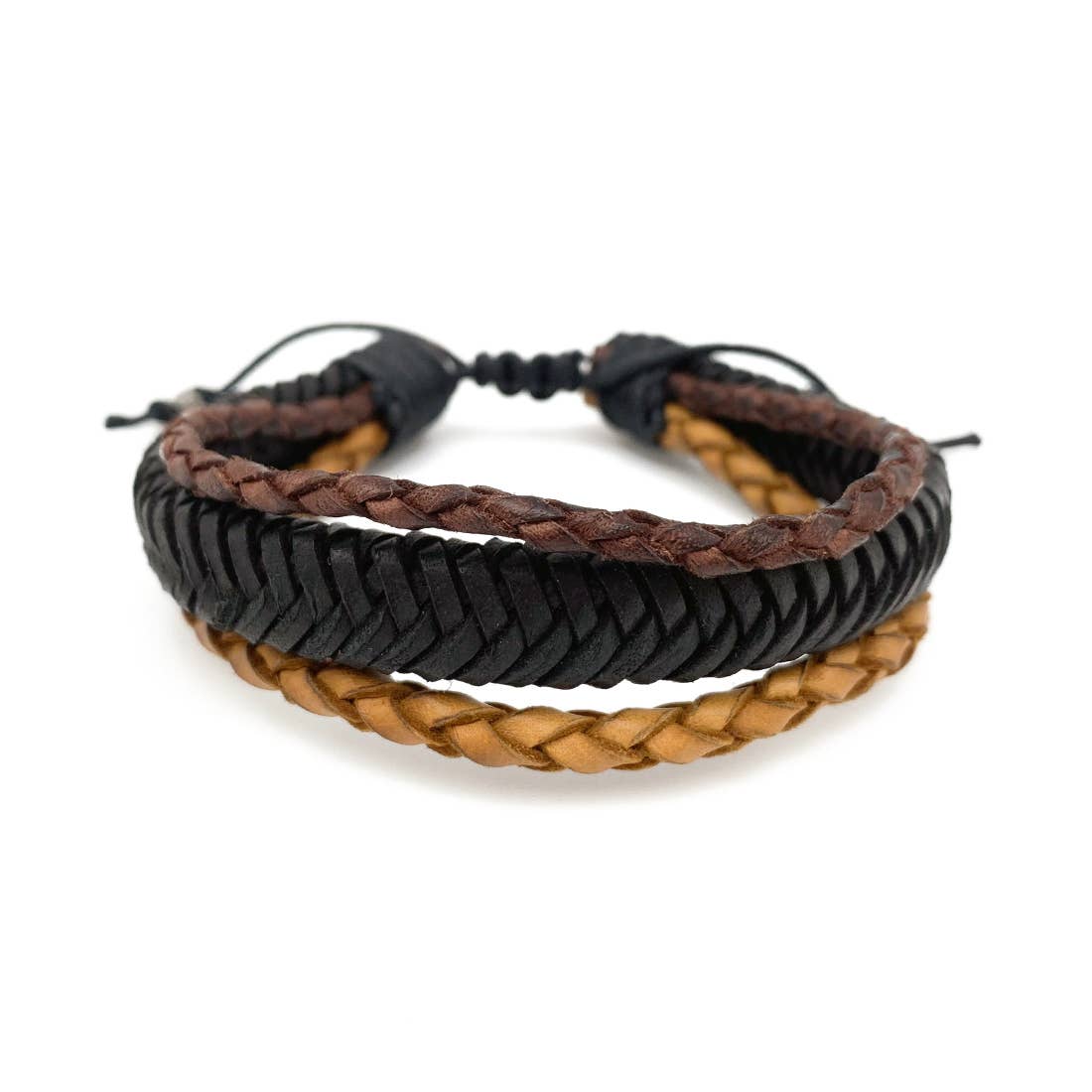 Anju Jewelry – Pulseira entrelaçada/entrançada por atacado – Aadi pulseira de couro trançado marrom, marrom e preto