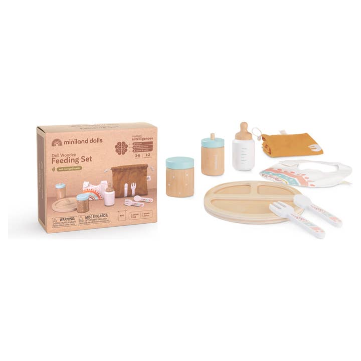 Set d'alimentation en bois pour poupées pour la vente par Miniland Educational