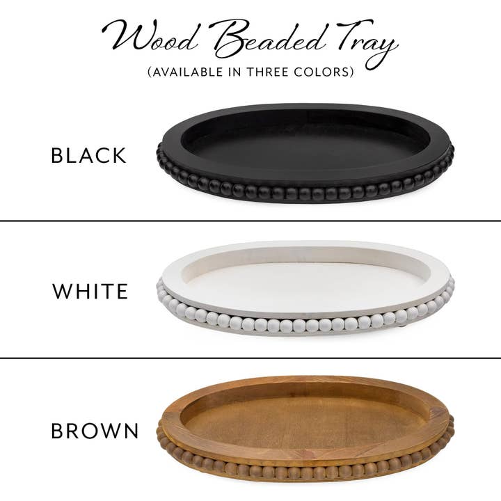 Kurated Korner - Wholesale Decorative Tray - Auldhome Design Wood Beaded Tray