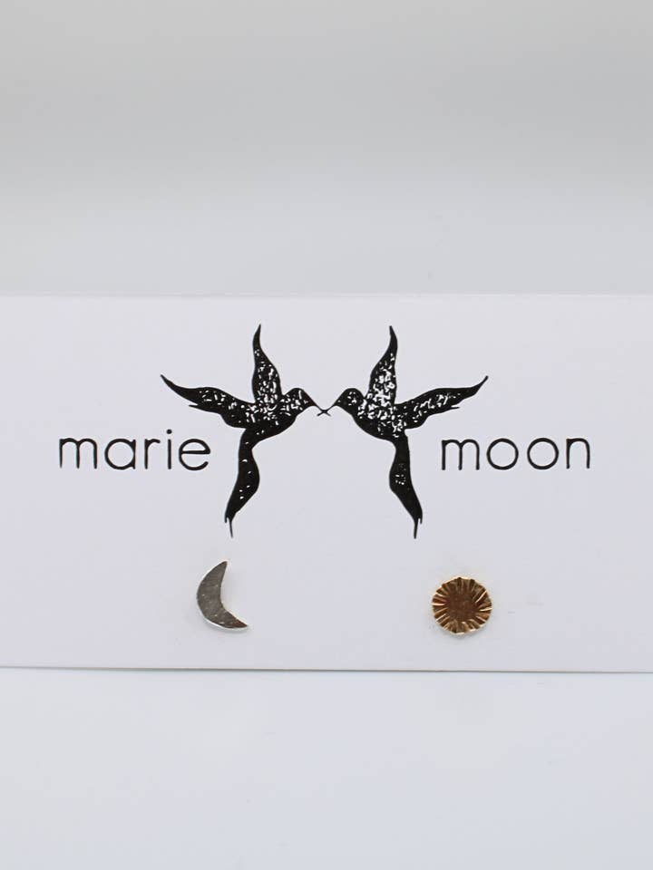 Sun and Moon Mismatch Studs for wholesale by Marie Moon Design Co