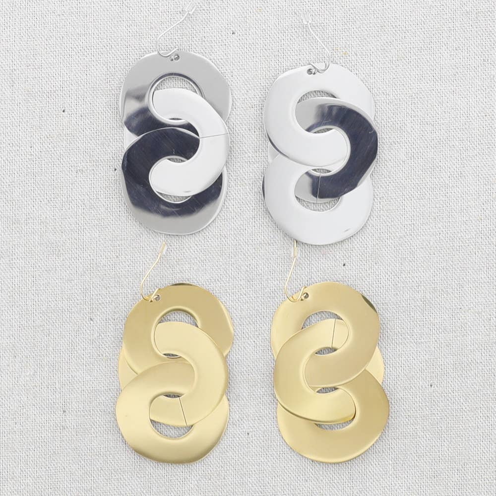 Sonata - Wholesale Snap Jewelry - Triple Eslabon Steel Earrings2