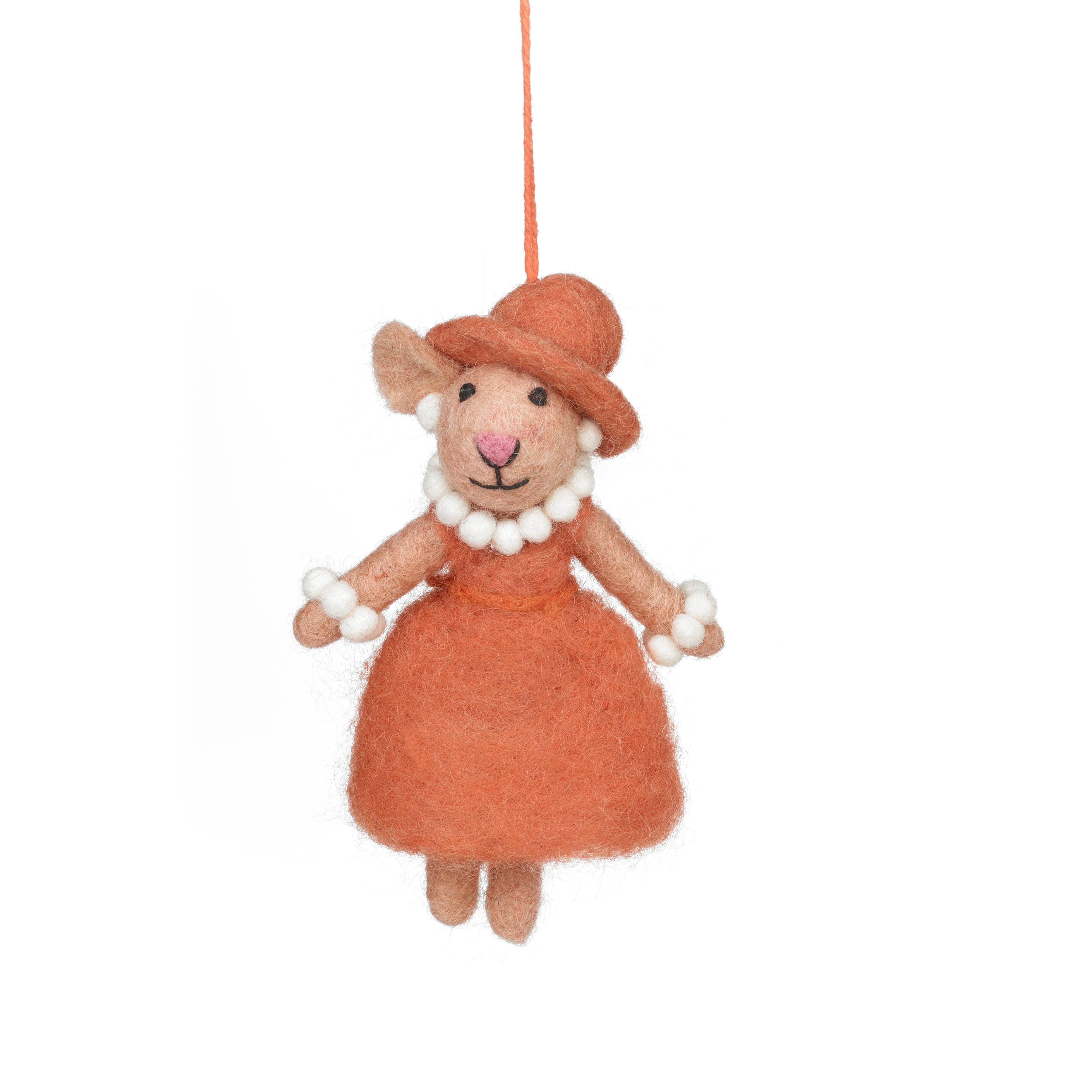 Felt So Good - Wholesale Ornament - Handmade Felt Evelyn the Mouse Hanging Decoration1