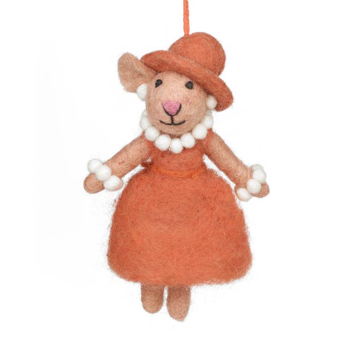 Felt So Good - Wholesale Ornament - Handmade Felt Evelyn the Mouse Hanging Decoration1